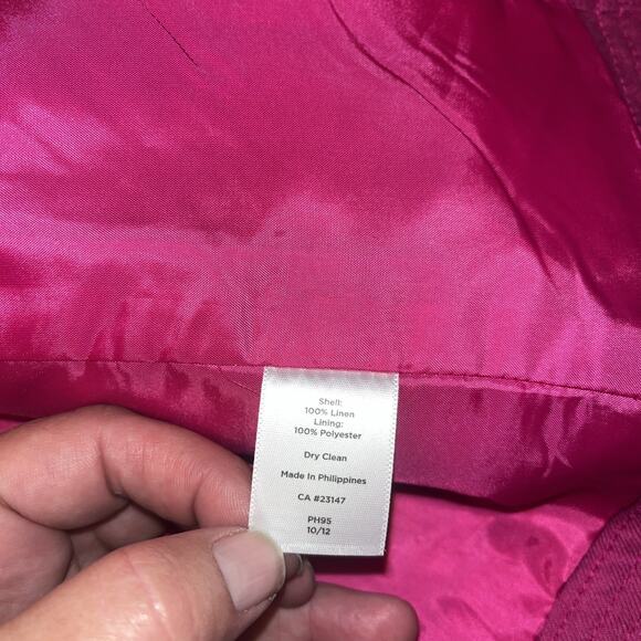Talbots Size 2 P Linen Blazer Jacket Pink Open Front Professional Lined - Picture 3 of 5